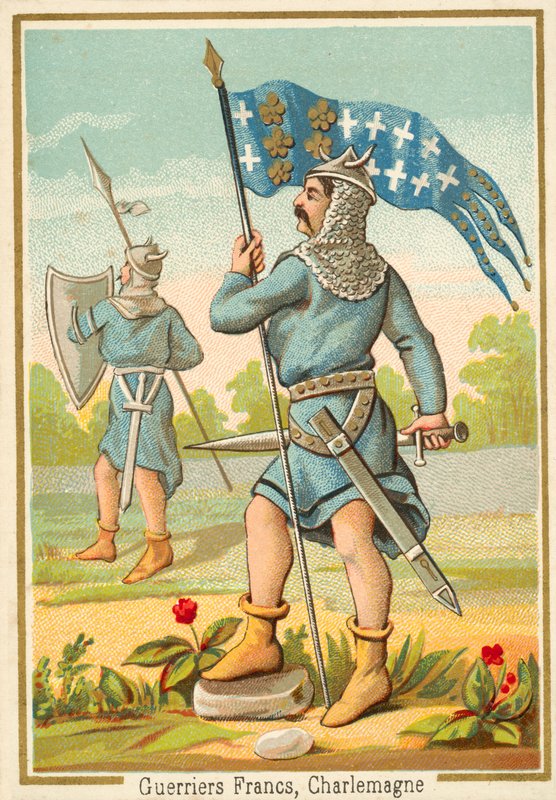 Frankiske krigere fra Karl den Stores tid (chromolitho) av French School