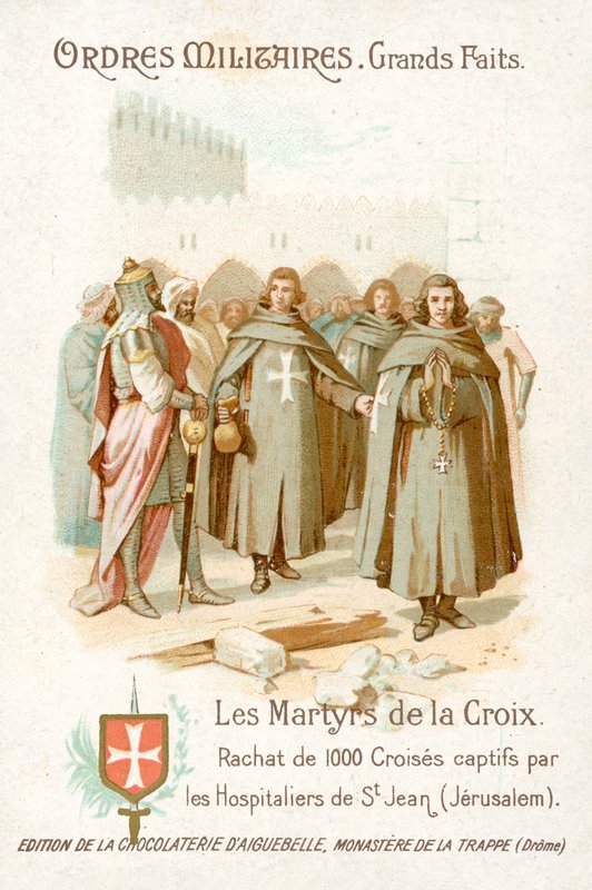 Frigjøring av 1000 fangede korsfarere av Knights Hospitaller, Jerusalem (chromolitho) av French School