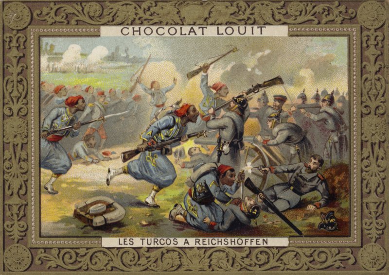 Franske Turcos (koloniale tropper) i slaget ved Reichshoffen, fransk-prøyssisk krig, 1870 av French School