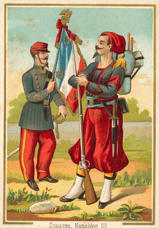 Franske zouaver fra tiden til Napoleon III (chromolitho) av French School