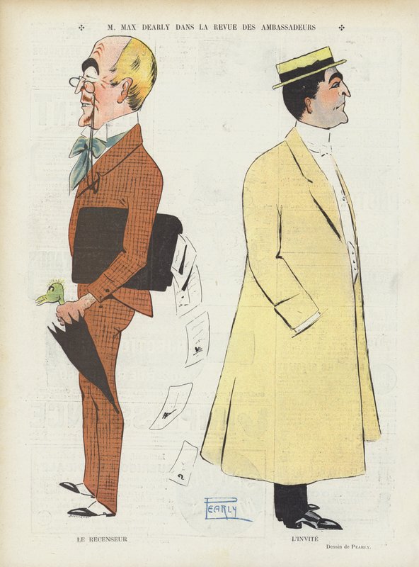 Den franske skuespilleren Max Dearly. Illustrasjon for Le Rire (farge litho) av French School