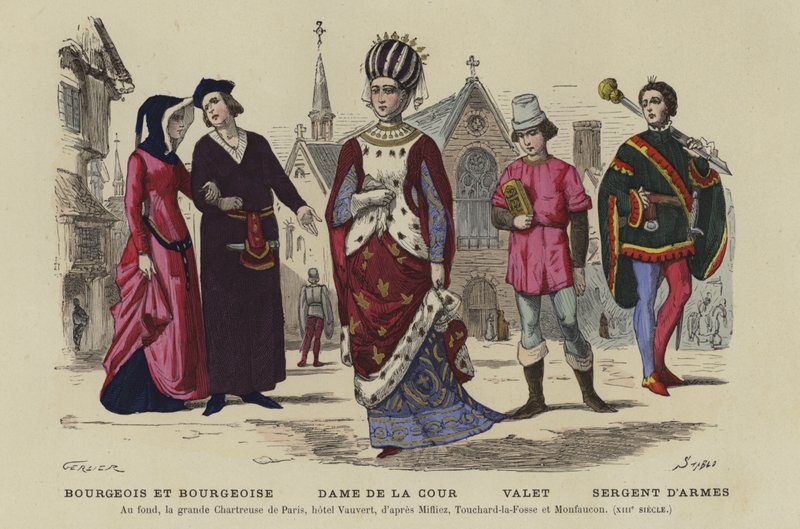 Franske kostymer fra det 13. århundre av French School
