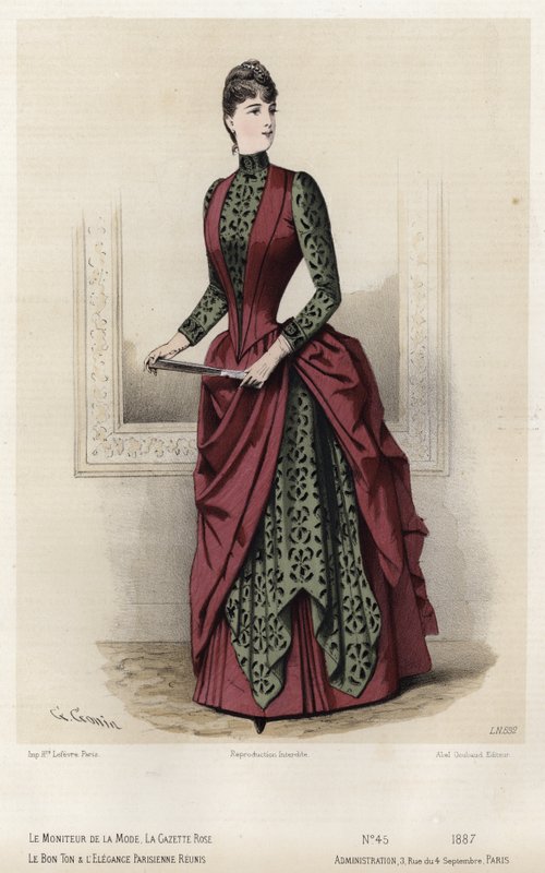 Fransk moteplate, sent på 1800-tallet av French School