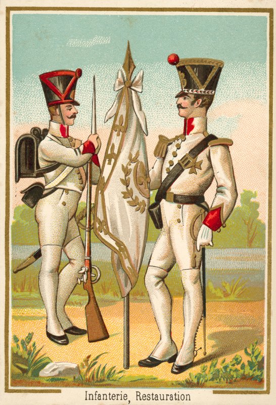 Fransk infanteri av restaureringen (chromolitho) av French School