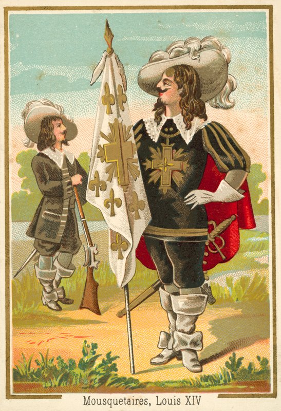Franske musketerer fra Louis XIVs tid (chromolitho) av French School