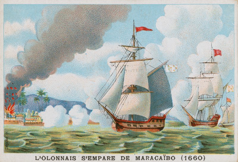 Fransk pirat Francois lOlonnais angriper Maracaibo, 1660 av French School