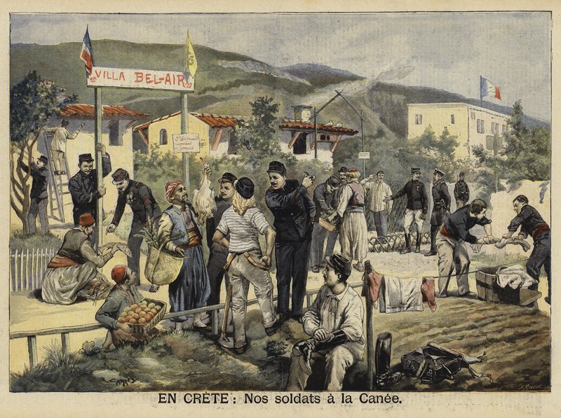 Franske tropper i Chania, Kreta, 1897 av French School