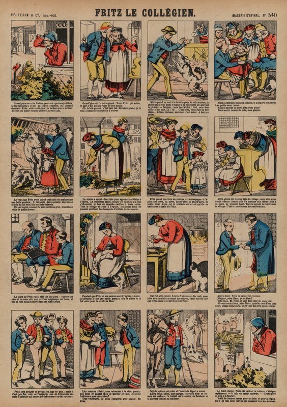 Skolegutten Fritz (farget gravering) av French School