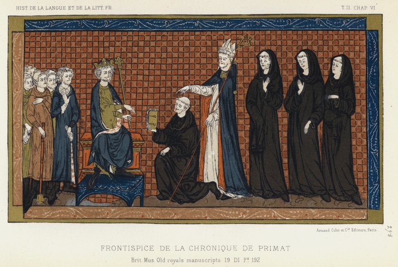 Frontispice Of The Primate Chronicle (farge litho) av French School