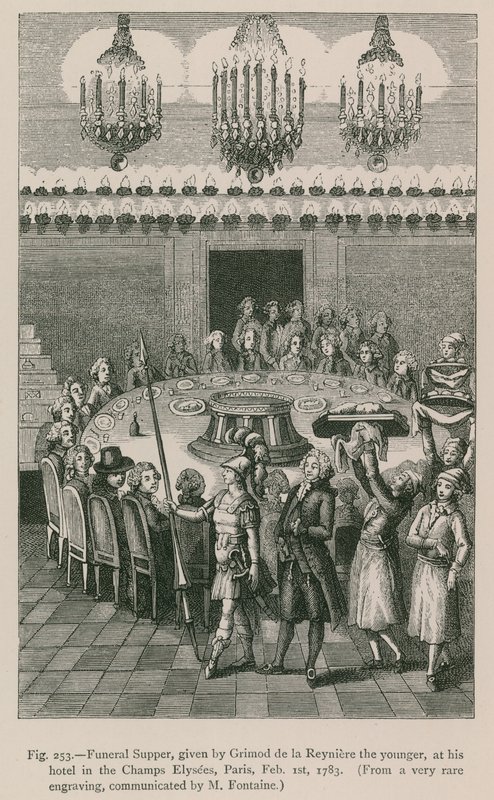 Begravelsesmiddag, gitt av Grimod de la Reyniere den yngre, på hans hotell i Champs Elysees, Paris, 1. februar 1783 av French School