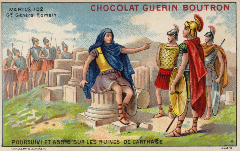 Gaius Marius i eksil blant ruinene av Kartago (chromolitho) av French School