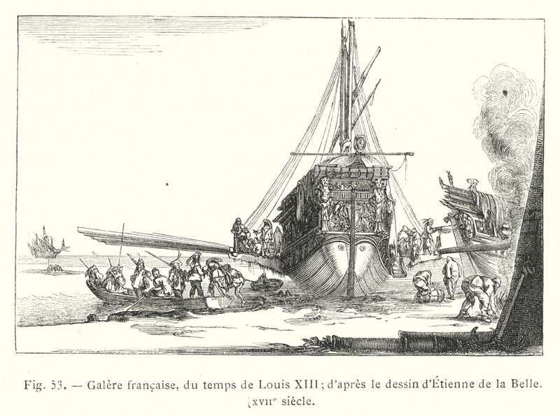Fransk bysse, fra Louis XIIIs tid; etter tegningen av Etienne de la Belle, 1600-tallet (gravering) av French School