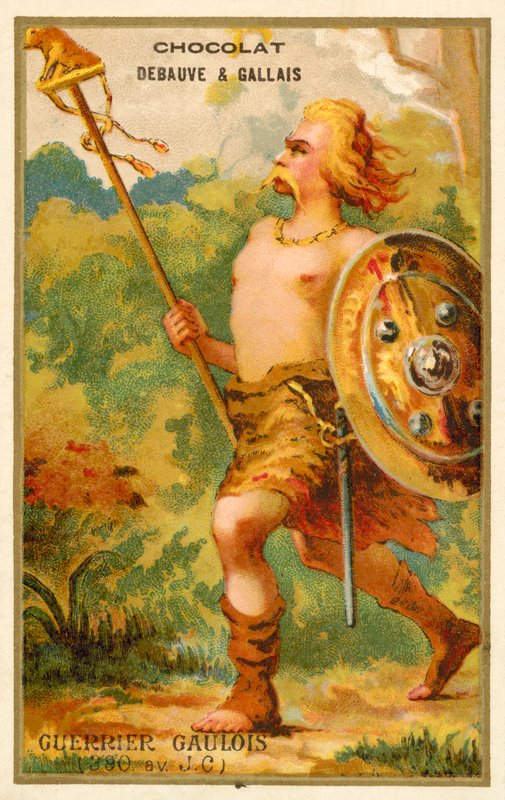 Gallisk kriger, 390 f.Kr. (chromolitho) av French School