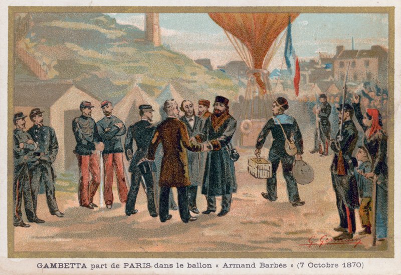 Gambetta forlater Paris i varmluftsballongen Armand-Barbes av French School