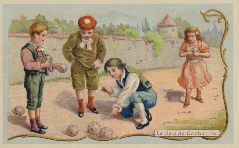Spill boule eller petanque (chromolitho) av French School