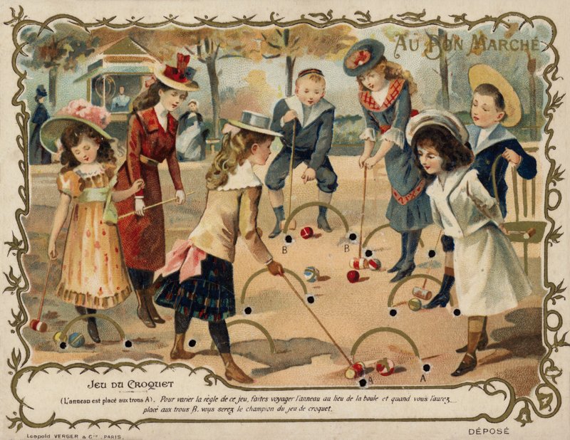Spill med krokket (chromolitho) av French School