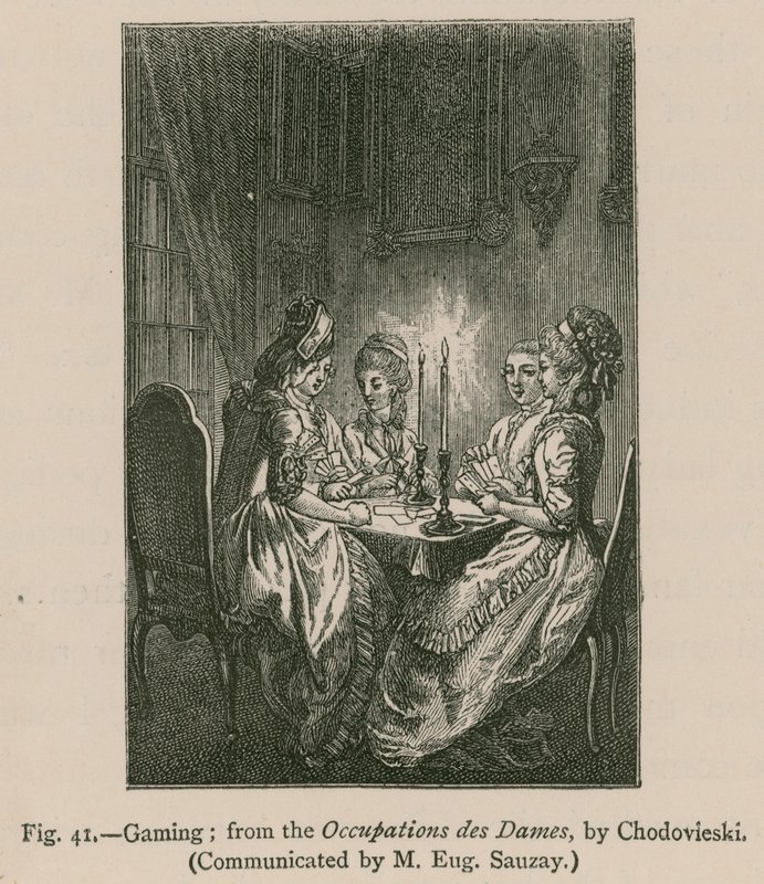 spilling; fra Occupations des Dames, av Chodovieski av French School
