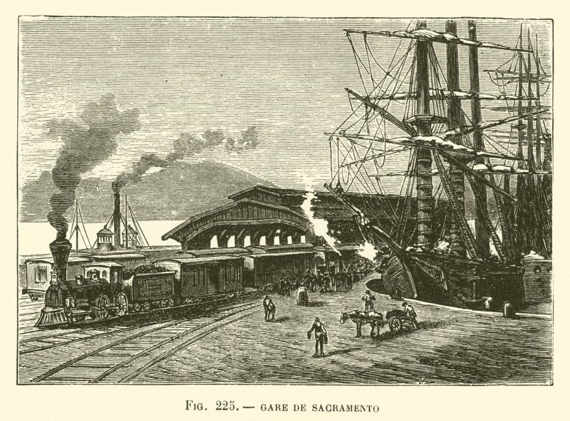 Gare de Sacramento (gravering) av French School