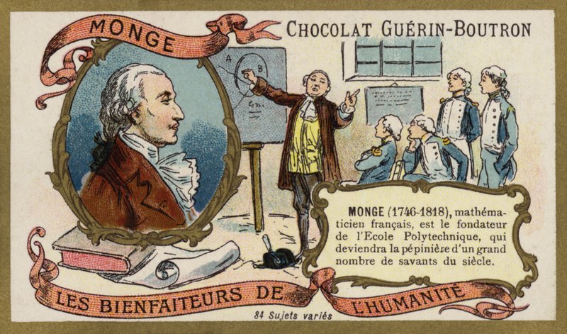 Gaspard Monge , fransk matematiker (chromolitho) av French School