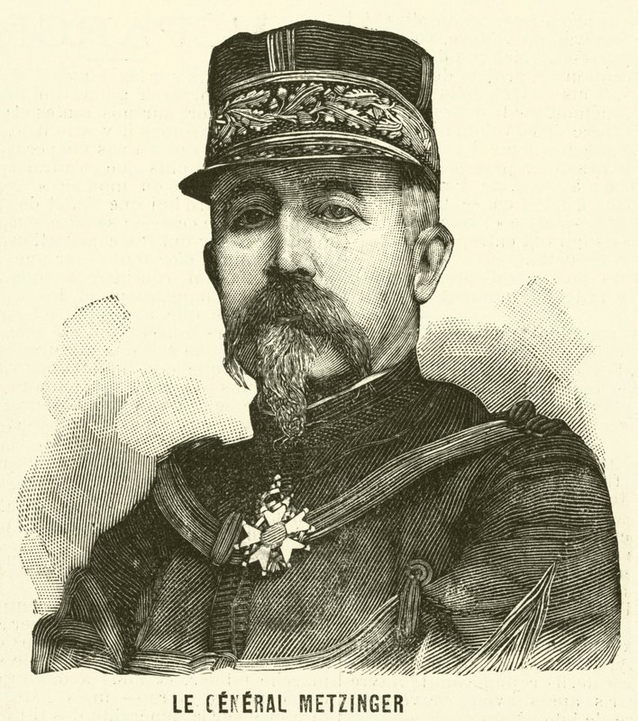 General Leon Frederic Hubert Metzinger , fransk soldat (gravering) av French School