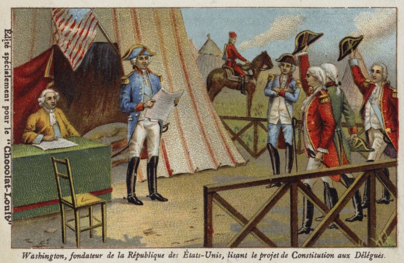 George Washington leste utkastet til USAs grunnlov for delegatene av French School