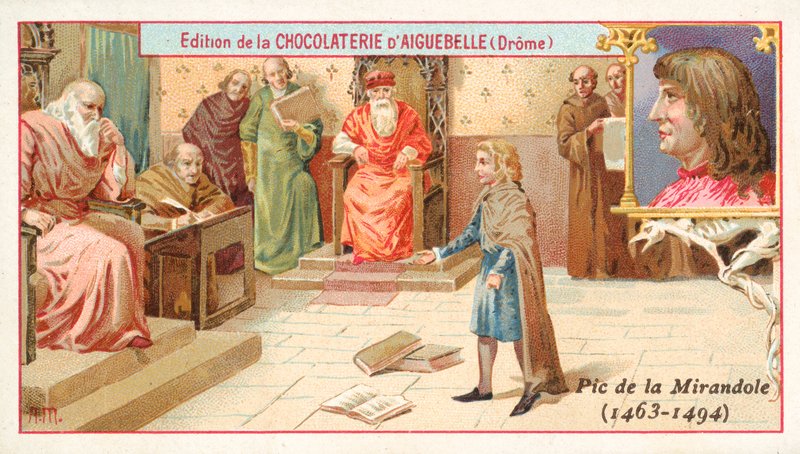 Giovanni Pico della Mirandola , italiensk filosof, som barn (chromolitho) av French School