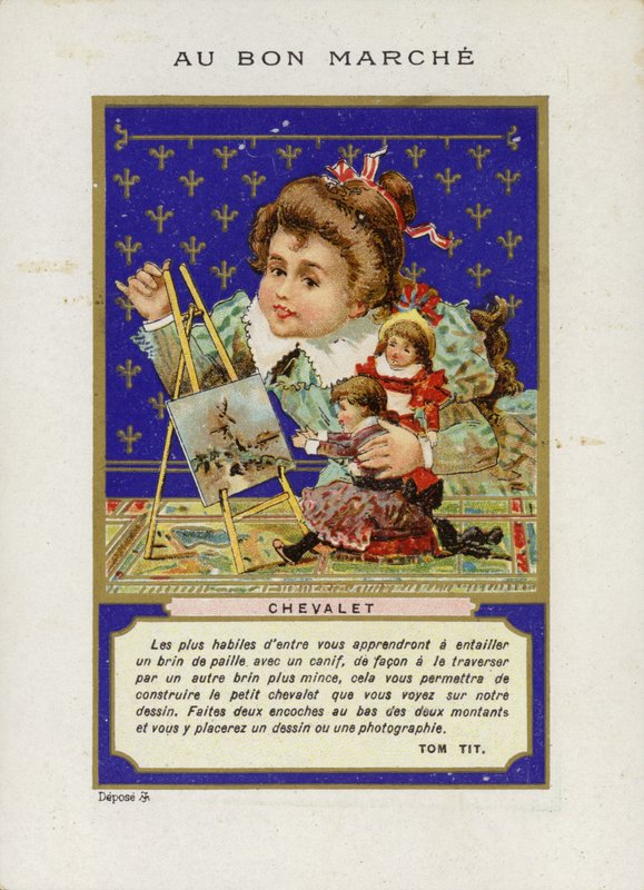 Jente som leker med dukker og maler, Chevalet av French School