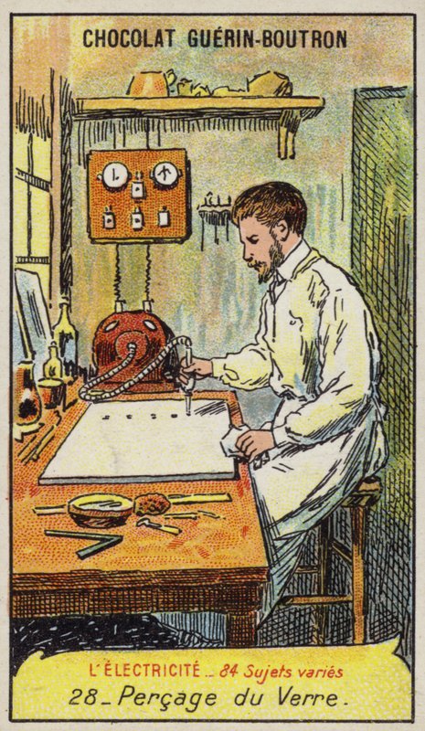 Glassboring (chromolitho) av French School
