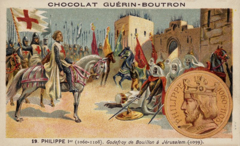 Godfrey av Bouillon i Jerusalem av French School