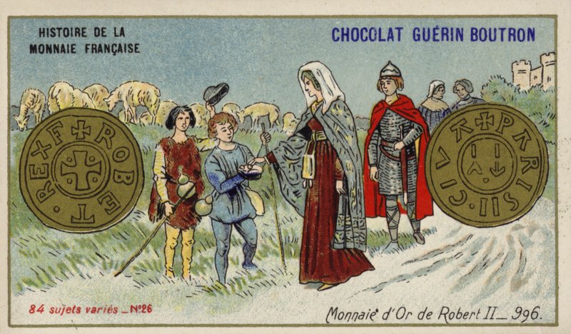 Gullmynter av Robert II, 996 (chromolitho) av French School