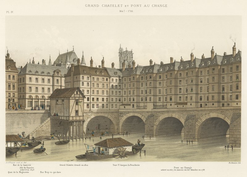 Grand Chatelet og Pont au Change, 1647-1788 av French School
