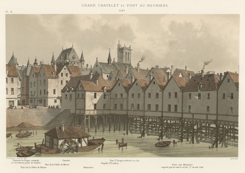 Grand Chatelet og Meuniers Bridge, 1580 av French School