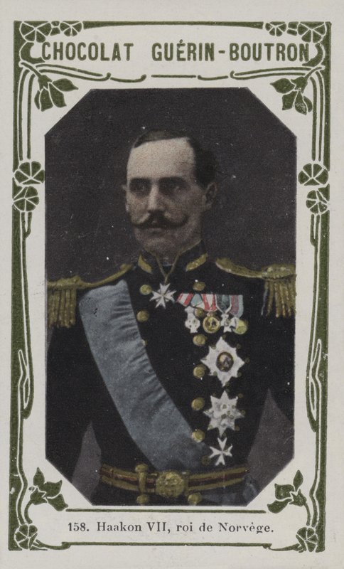 Haakon VII, roi de Norvege (coloured photo) av French School