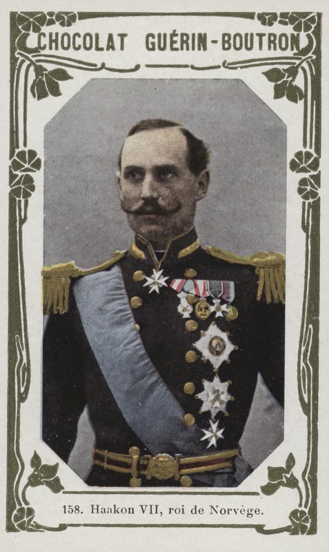 Haakon VII, roi de Norvege (coloured photo) av French School