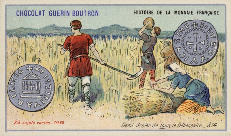 Halv fornekter av Ludvig den fromme, 814 (chromolitho) av French School