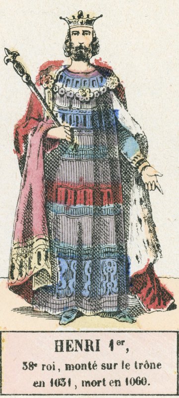Henrik I, 38. konge, besteg tronen i 1031, døde i 1060 (farget gravering) av French School