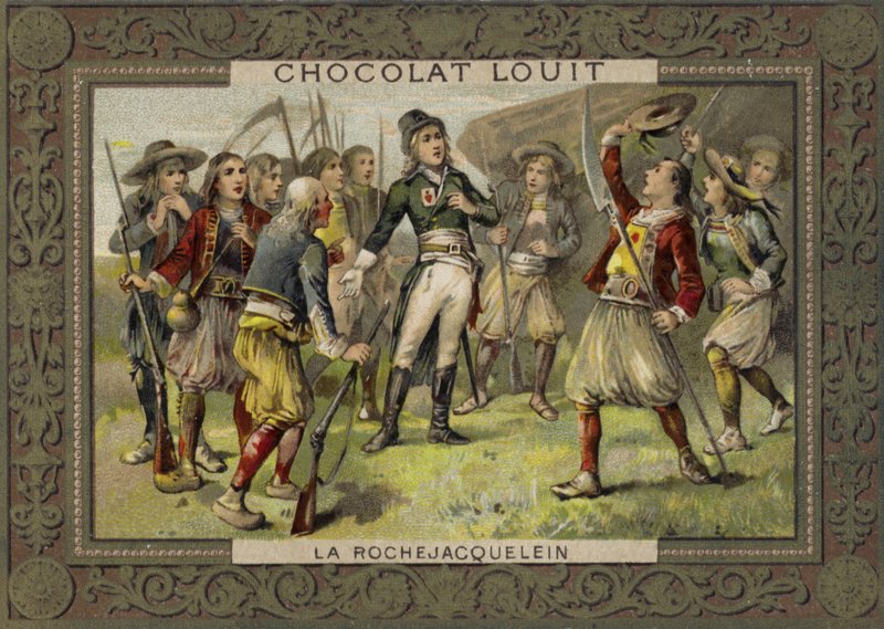 Henri de la Rochejacquelein henvendte seg til soldatene sine, Vendee-opprøret, den franske revolusjonen av French School