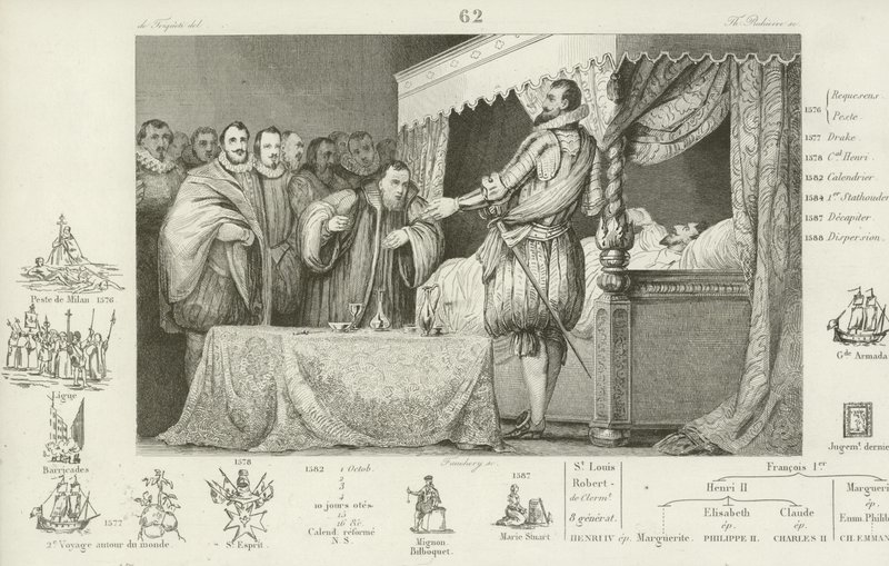 Henry III av Frankrike på dødsleiet, 1589 av French School