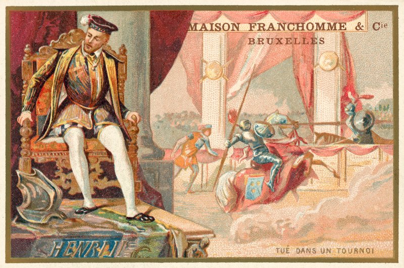 Henry II av Frankrike drept i en turnering av Gabriel Montgomery av French School