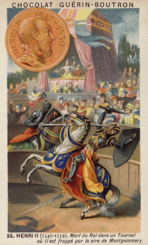 Henry II av Frankrike drept i en turnering av Gabriel Montgomery av French School