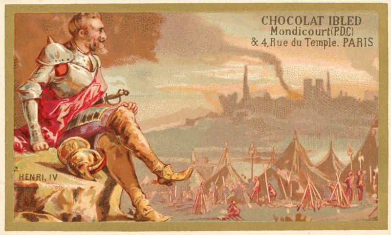 Henrik IV av Frankrike (chromolitho) av French School