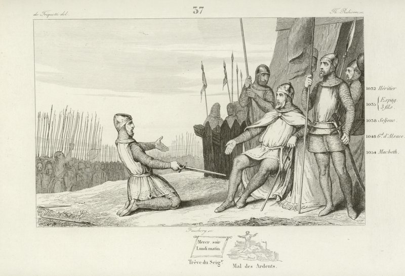 Henry I fra Frankrike benådet sin bror, Robert le Vieux, 1031 av French School