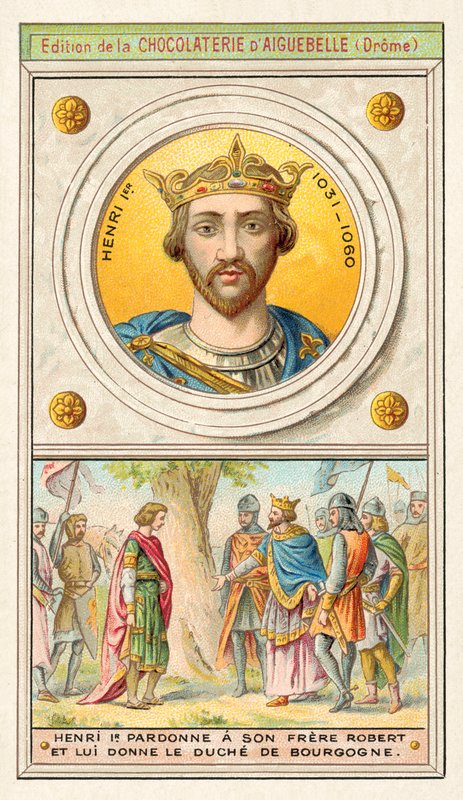 Henry I av Frankrike benåder sin bror Robert og gir ham hertugdømmet Burgund av French School