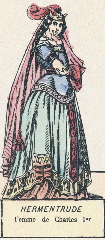 Hermentrude, kone til Charles I (farget gravering) av French School