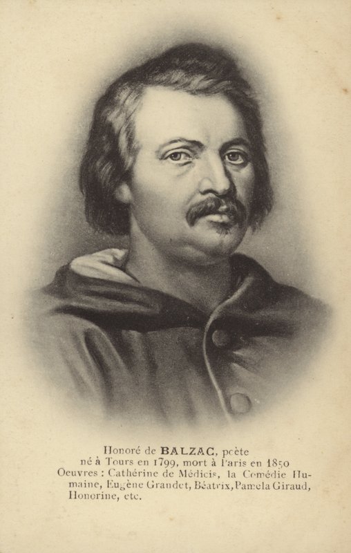 Honore de Balzac (1799–1850), fransk romanforfatter og dramatiker (litho) av French School