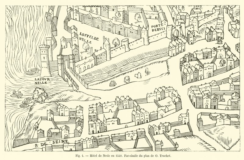 Hotel de Nesle i 1550, faksimile av kartet over O Truchet av French School