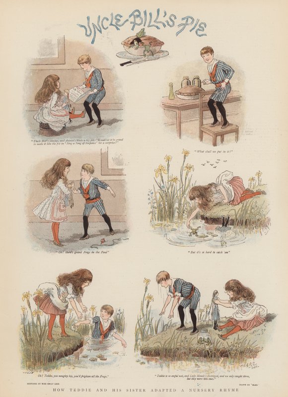 Hvordan Teddie og søsteren hans tilpasset et barnerim (chromolitho) av French School