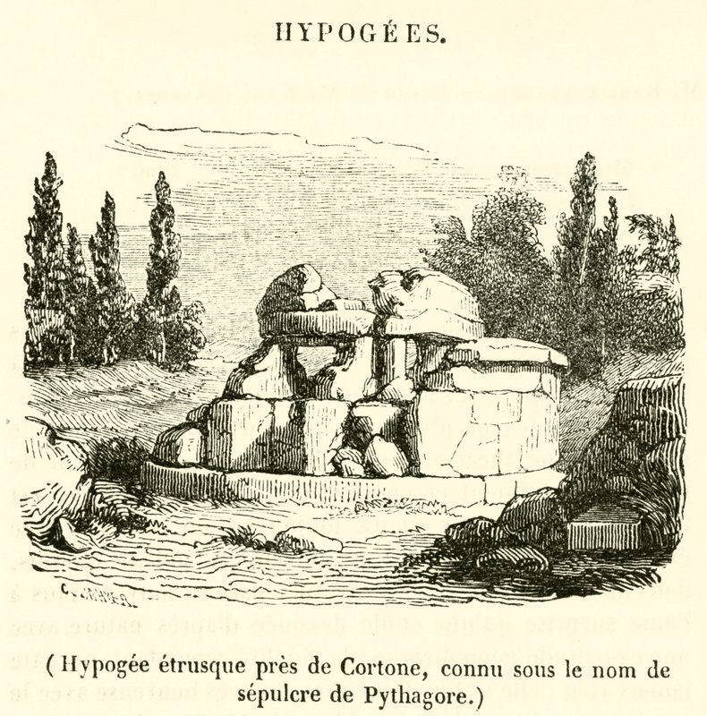 Hypogee etrusque pres de Cortone, connu sous le nom de sepulcre de Pythagore (gravering) av French School