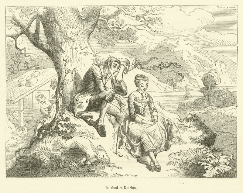 Ichabod og Katrina (gravering) av French School