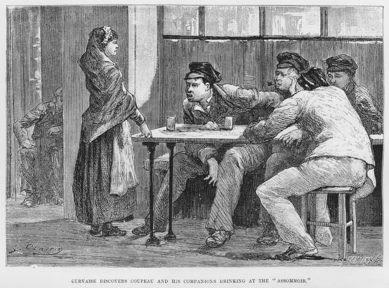 Illustrasjon for The Assommoir, A Realistic Novel, av Emile Zola (gravering) av French School